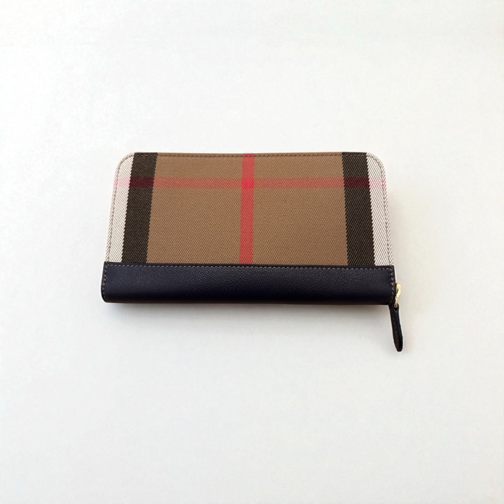 SOLD Burberry Long Wallet Dark Canvas Blue Leather
